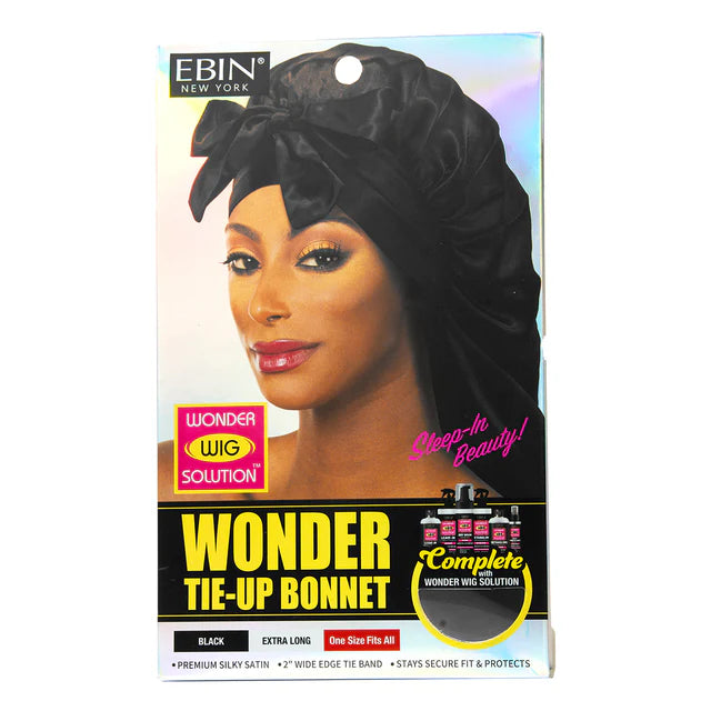 Ebin Wonder Wig Tie-Up Bonnet - Black