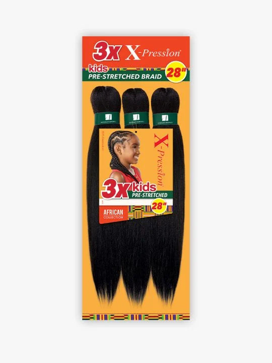 3X Xpression Kids Pre-Stretched Braid 28"