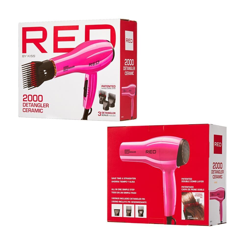 Red by Kiss 2000 Ceramic Detangler Dryer-Pink