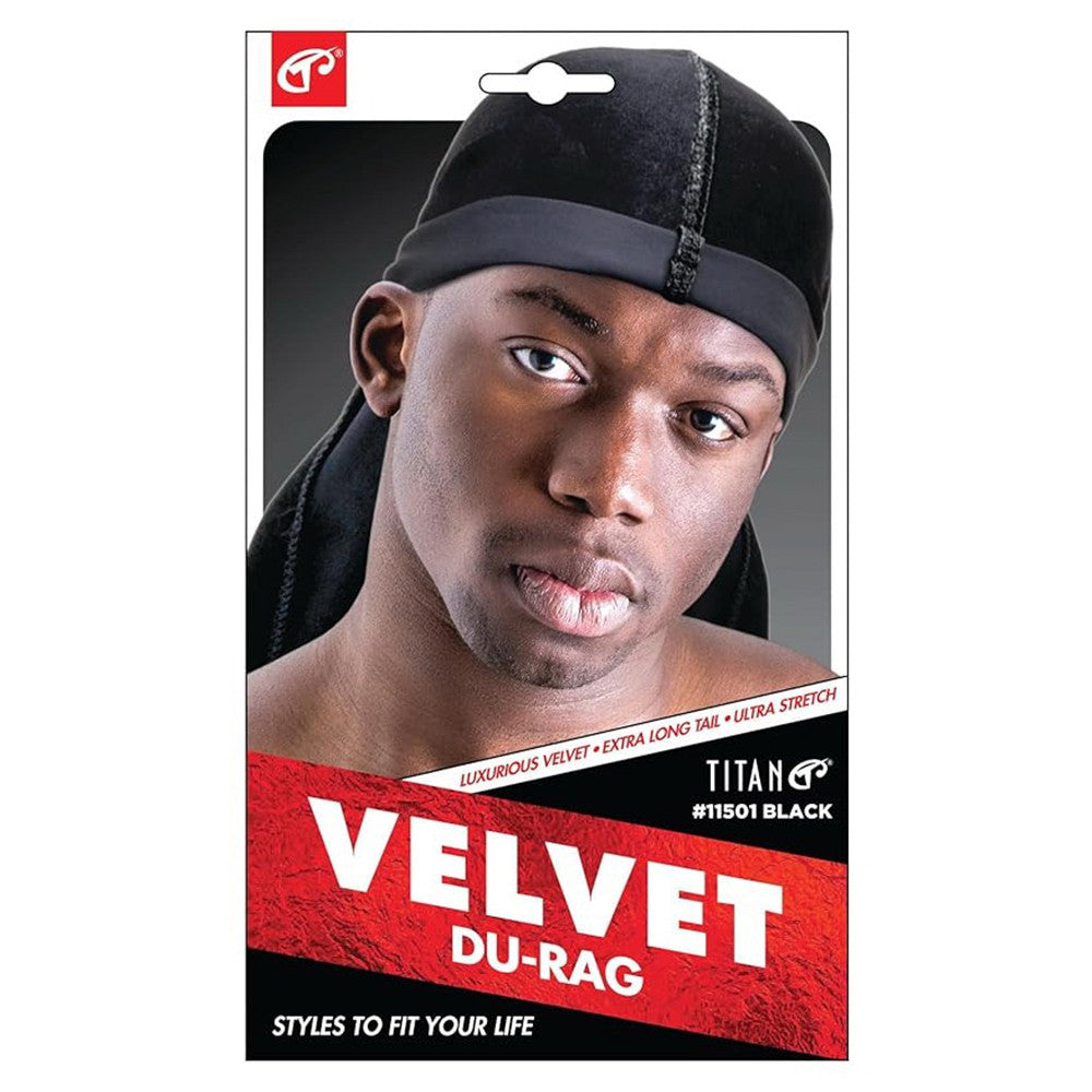Titan Velvet Du-Rag Black