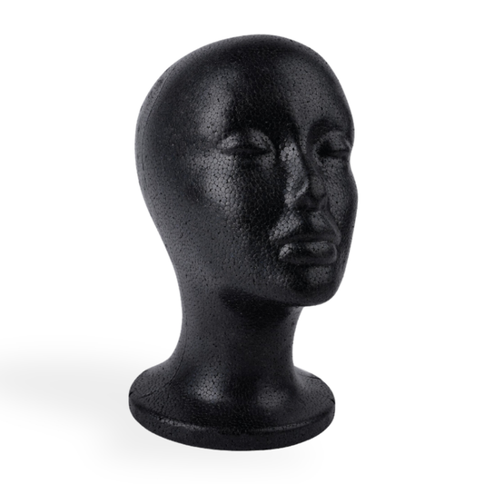 Annie Foam Wig Head, 21" Polystyrene Hair Display, Black