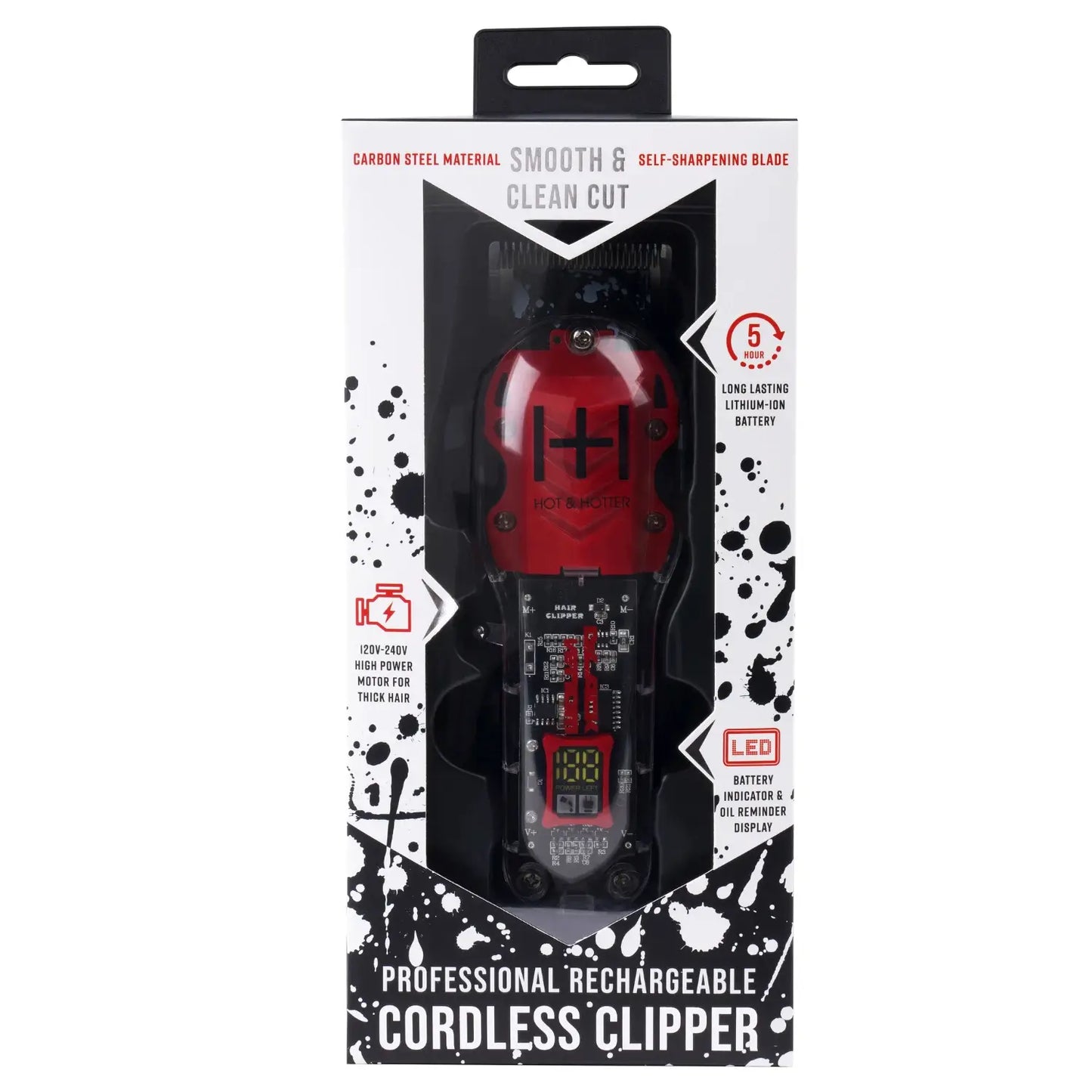 Hot & Hotter Pro Rechargeable Clippers Black Venom