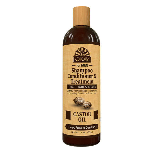 Okay Men Castor Oil Beard 3 in 1 Shampoo 16oz