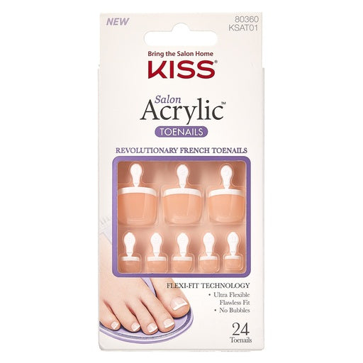 KISS Salon Acrylic French Toenails -Walk Away