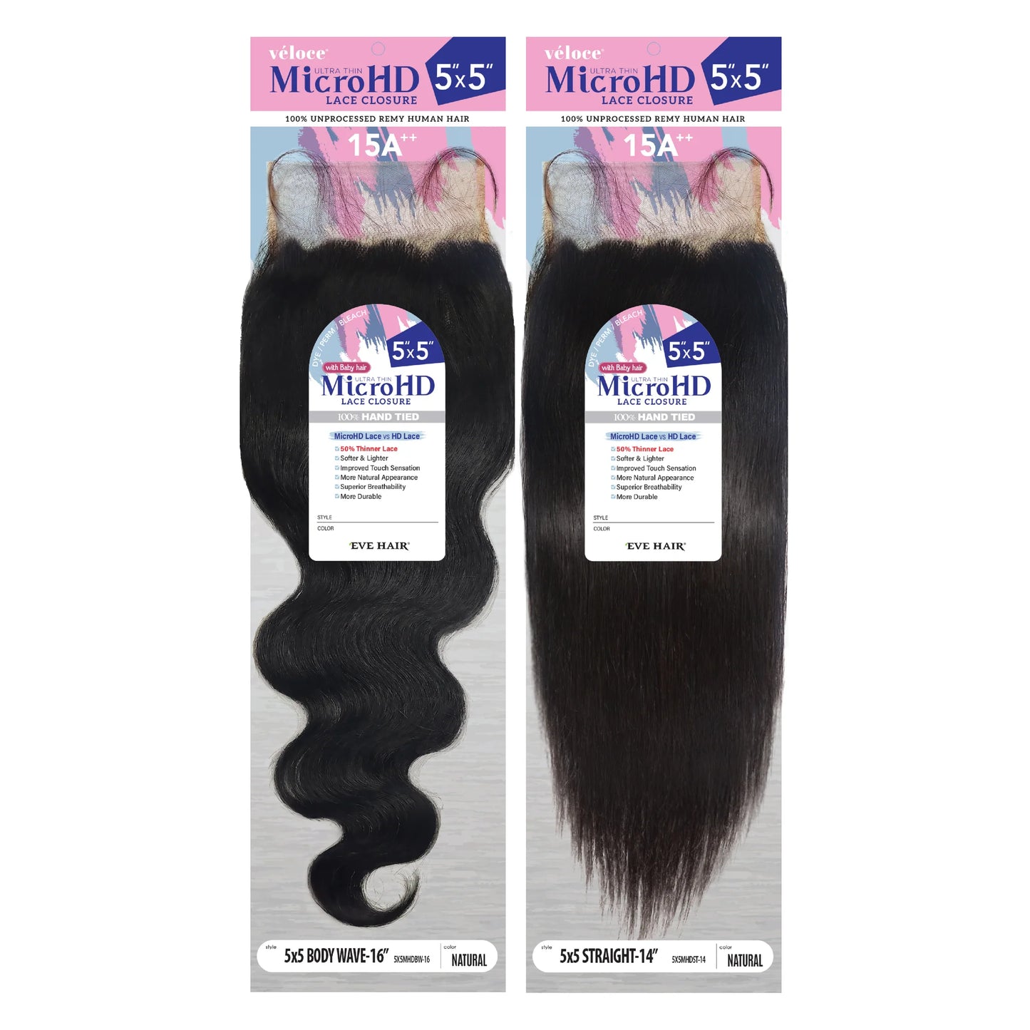 Eve Veloce 5X5 Micro HD Closure Body Wave