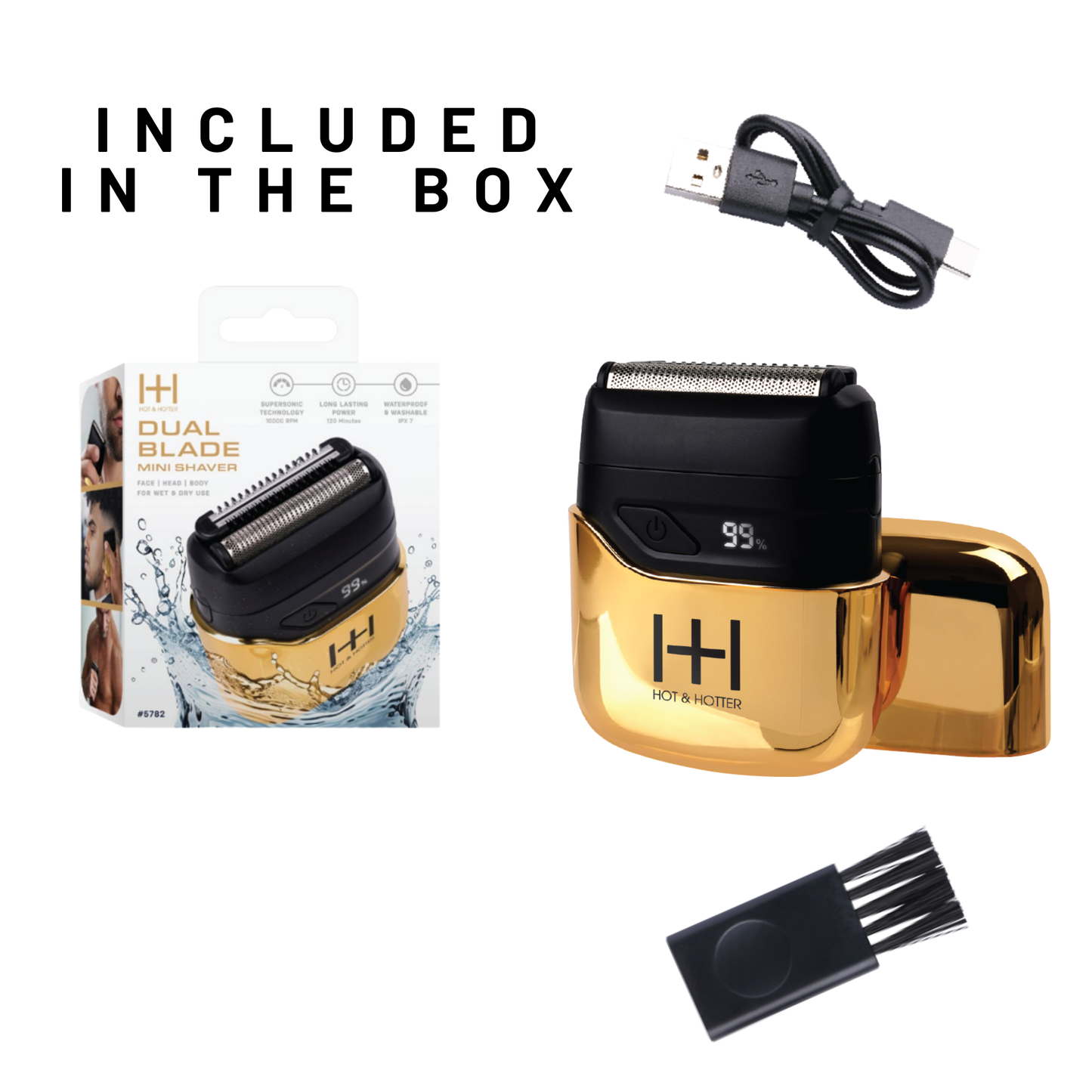 Hot & Hotter Dual Blade Mini Shaver, Gold