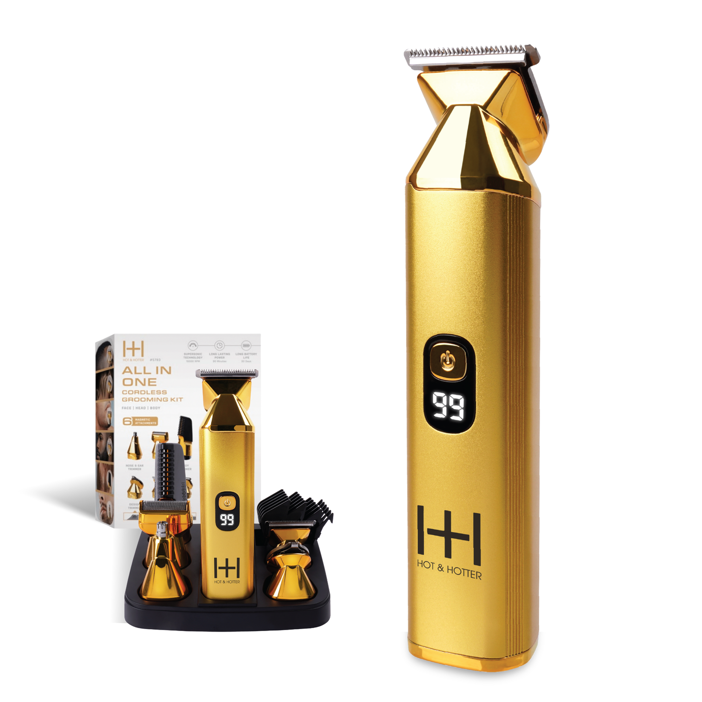 Hot & Hotter All-In-One Cordless Grooming Trimmer Kit, Gold