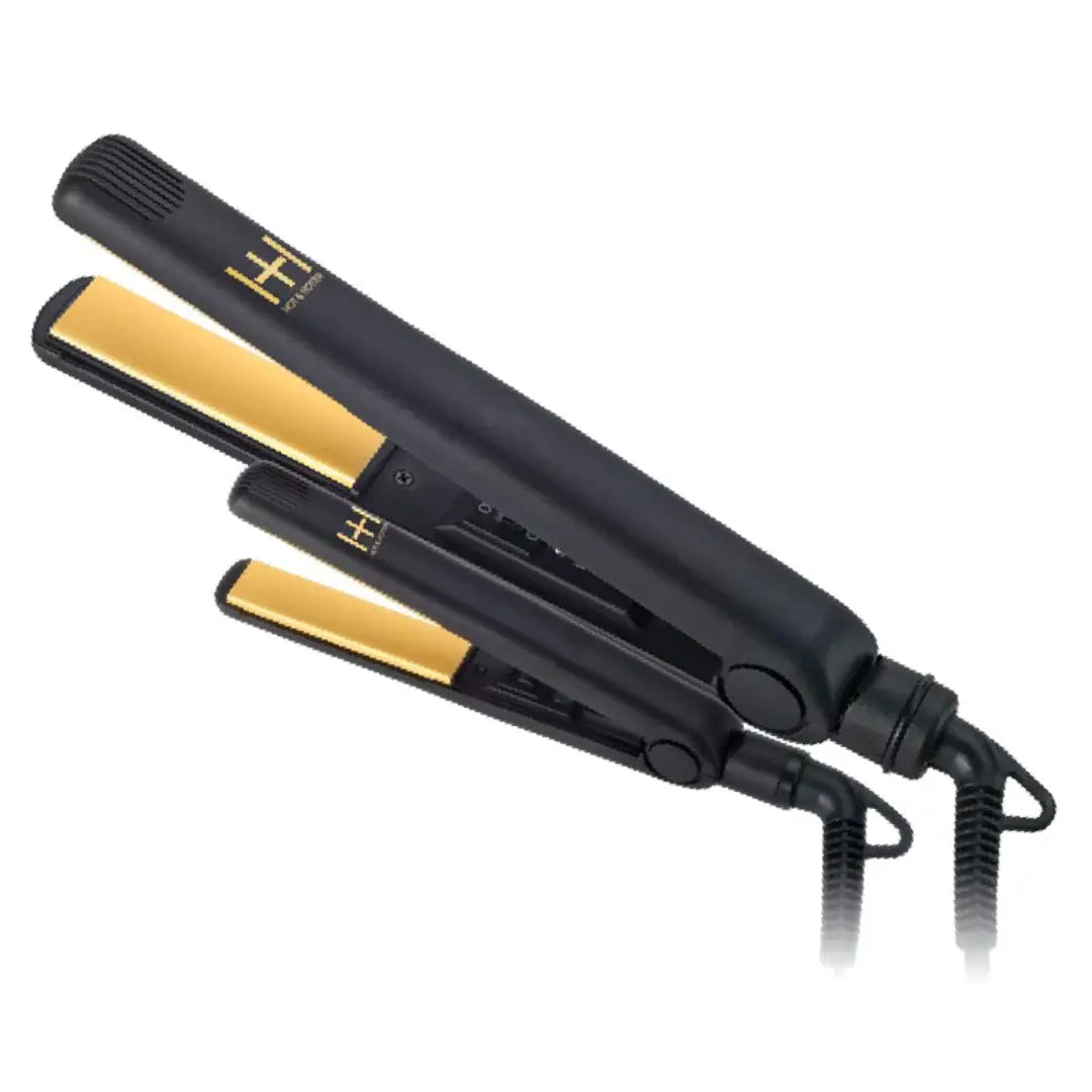 Hot & Hotter Gold Ceramic Electric Flat Iron Combo