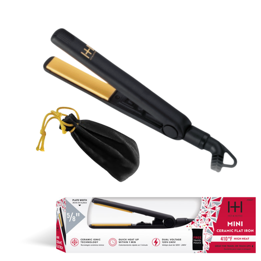 Hot & Hotter Gold Ceramic Flat Iron Mini 5/8in, Black