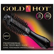 Gold N Hot Professional Black Hair Dryer Ionic Volumizer Brush Styler