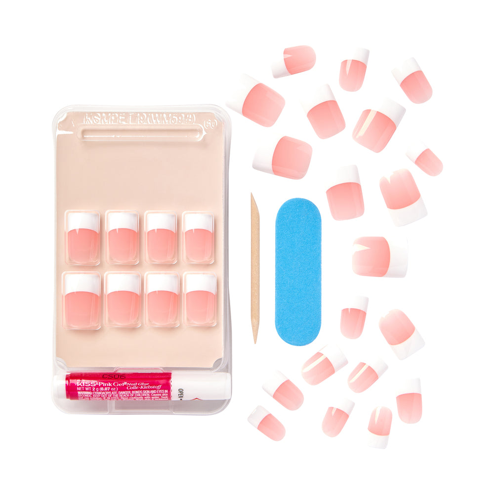 Kiss Salon Acrylic French Nails -Sure Thing KSA07