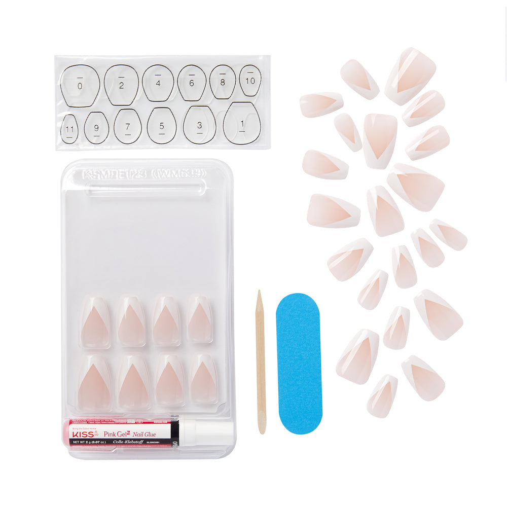 kiss classy nails silk dress KISS Classy Nails, Press-On Nails, Silk Dress, White, Med Coffin, 28ct
