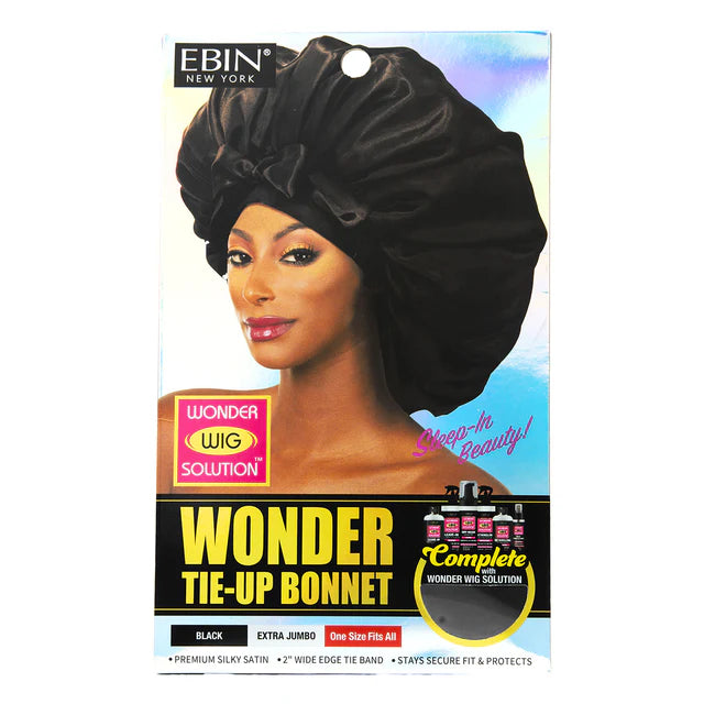 Ebin Wonder Wig Tie-Up Bonnet - Black